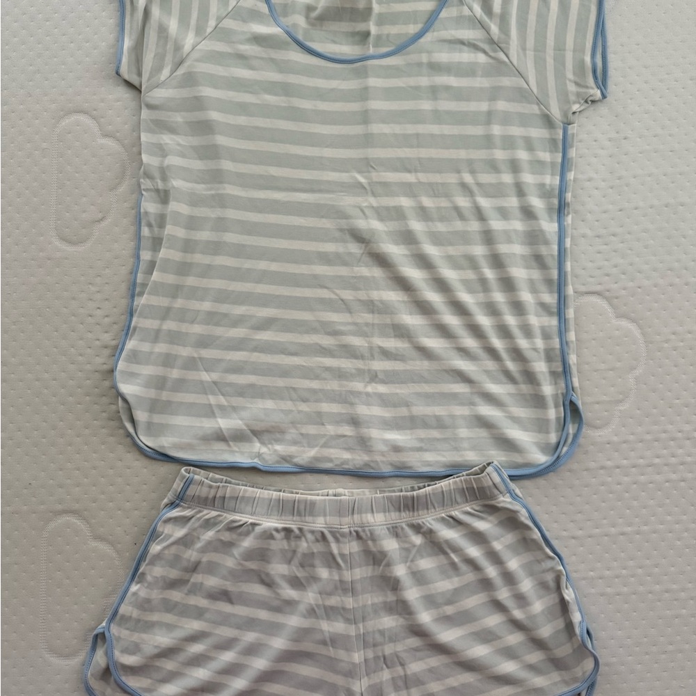 Lake Pajamas Striped Gray and White Pajama Set